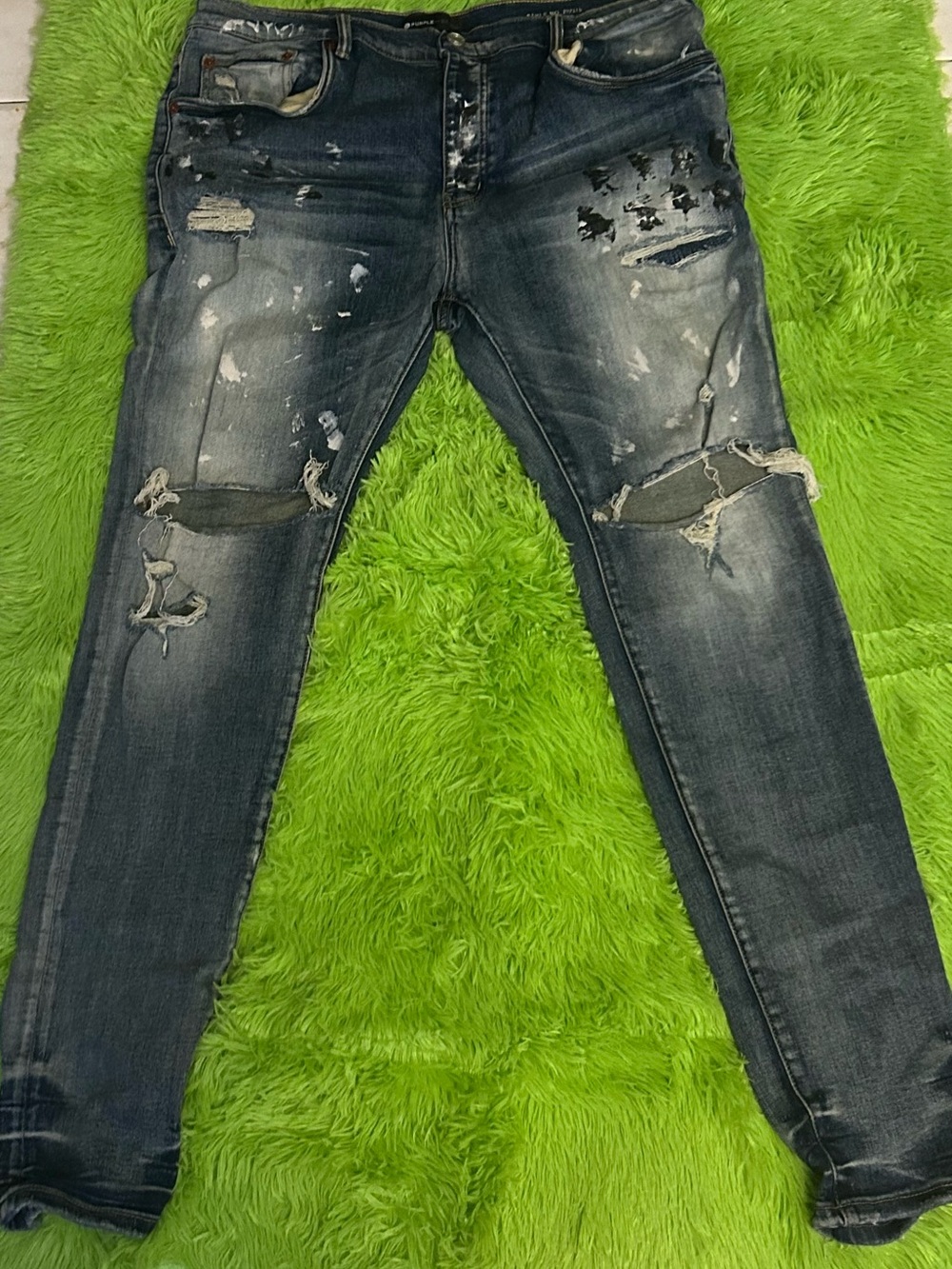 Ripped Skinny Jeans in Dark Blue - Slim Fit